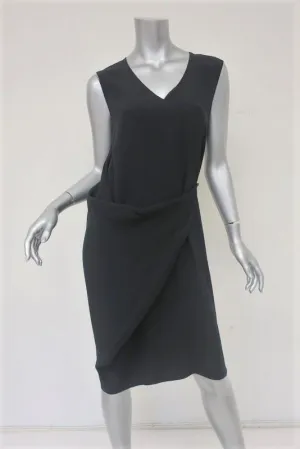 Maison Martin Margiela Dress Black Crepe Size 40 Sleeveless Wrap-Front