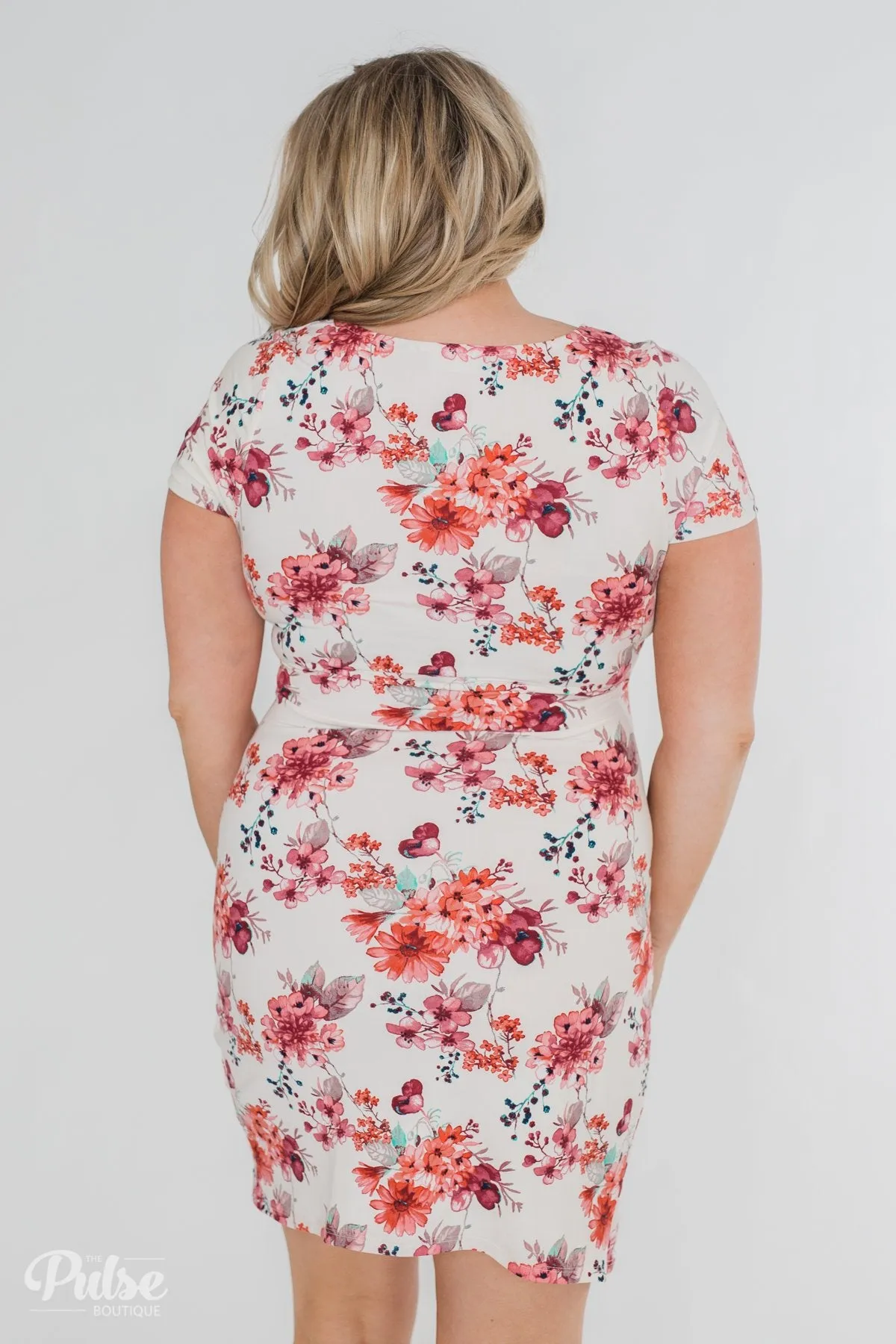Make My Heart Sing Floral Wrap Dress- Cream
