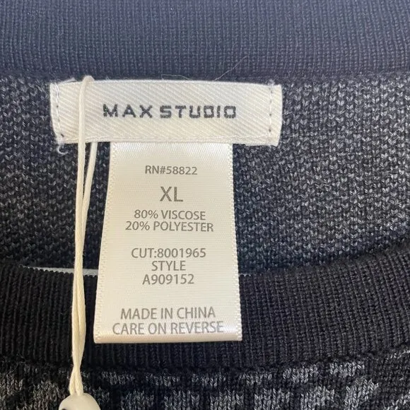 Max Studio Fit and Flare Houndstooth Knit Dress, Long Sleeve, XL, NWT, A909152