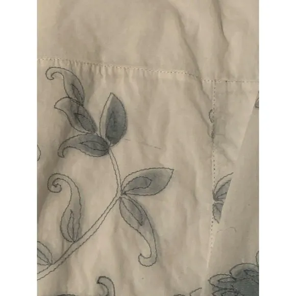 Max Studio Skirt Women's Extra Small Cotton Drawstring White Blue Embroidered