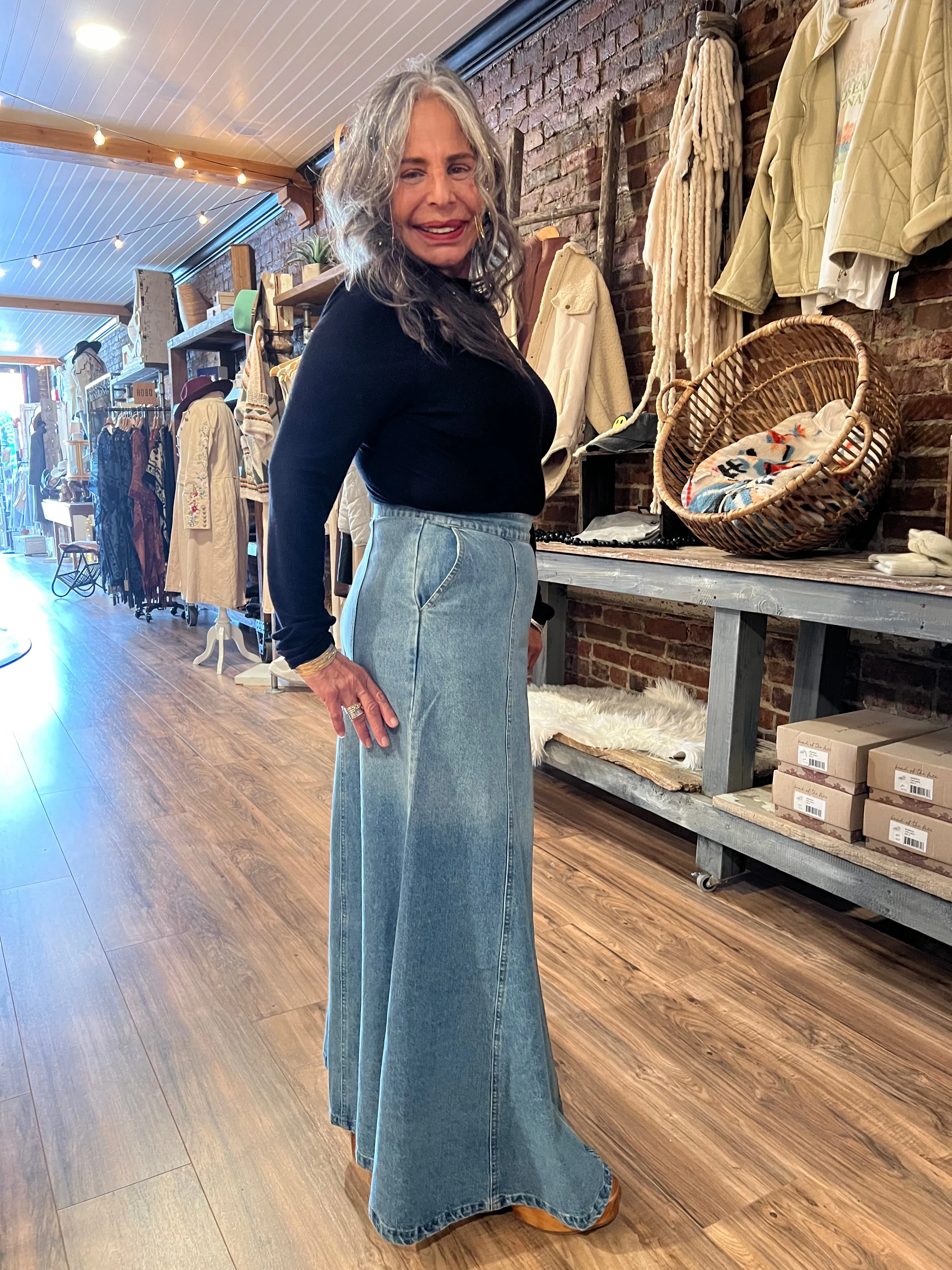 Maxi Denim A line Skirt