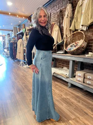 Maxi Denim A line Skirt