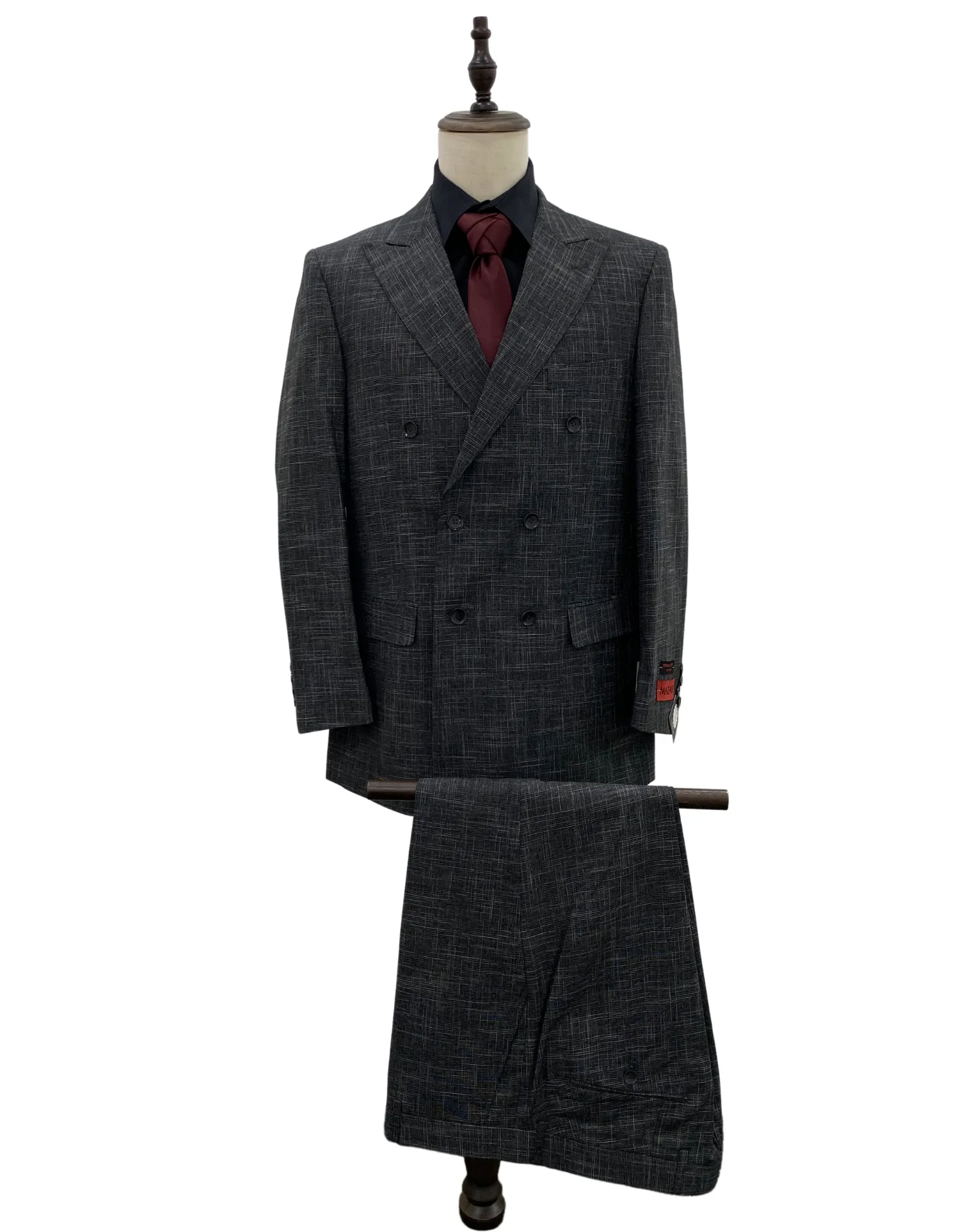 Mazari Double Breasted Modern Fit Suit - NYC Black 2336