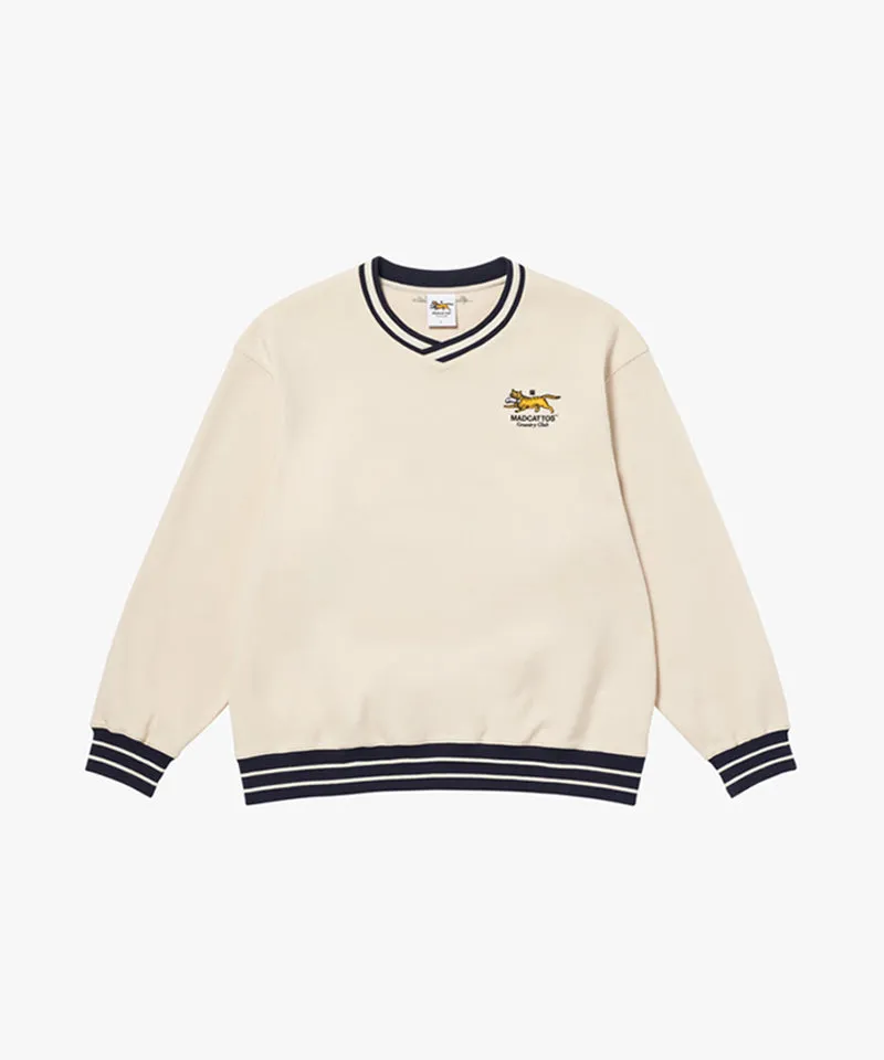 MCC Men's V-Neck Sweatshirt - Beige (Loose Fit)