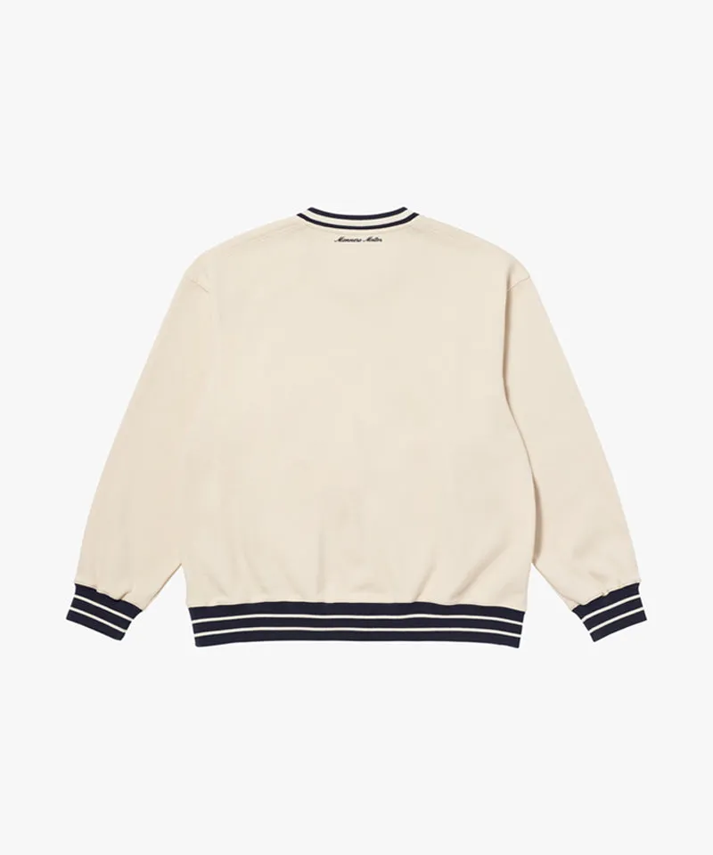 MCC Men's V-Neck Sweatshirt - Beige (Loose Fit)