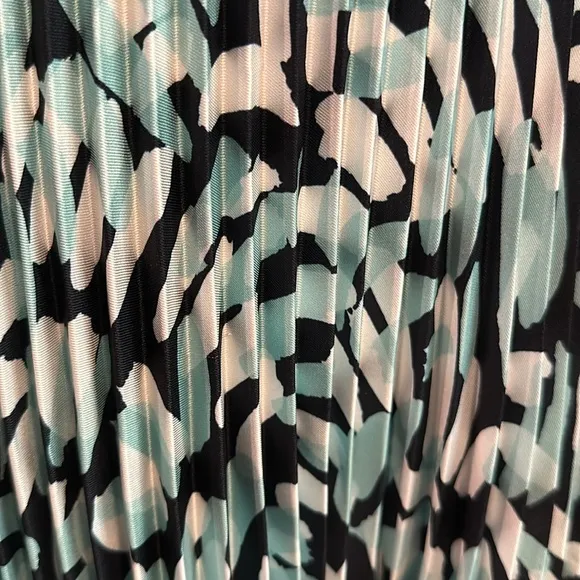 Milly | turquoise black white | pleated | brushstroke pattern | midi | 0 | skirt