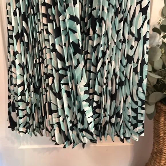 Milly | turquoise black white | pleated | brushstroke pattern | midi | 0 | skirt