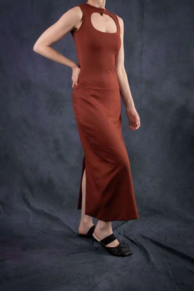 Mini Oval Maxi Dress - Burnt Ochre (PO)