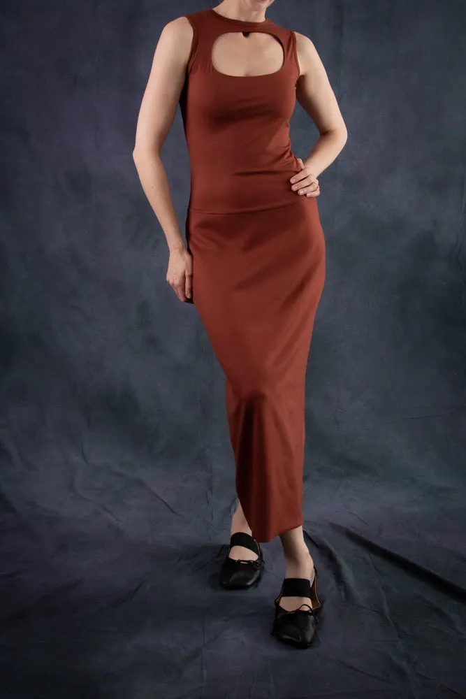 Mini Oval Maxi Dress - Burnt Ochre (PO)