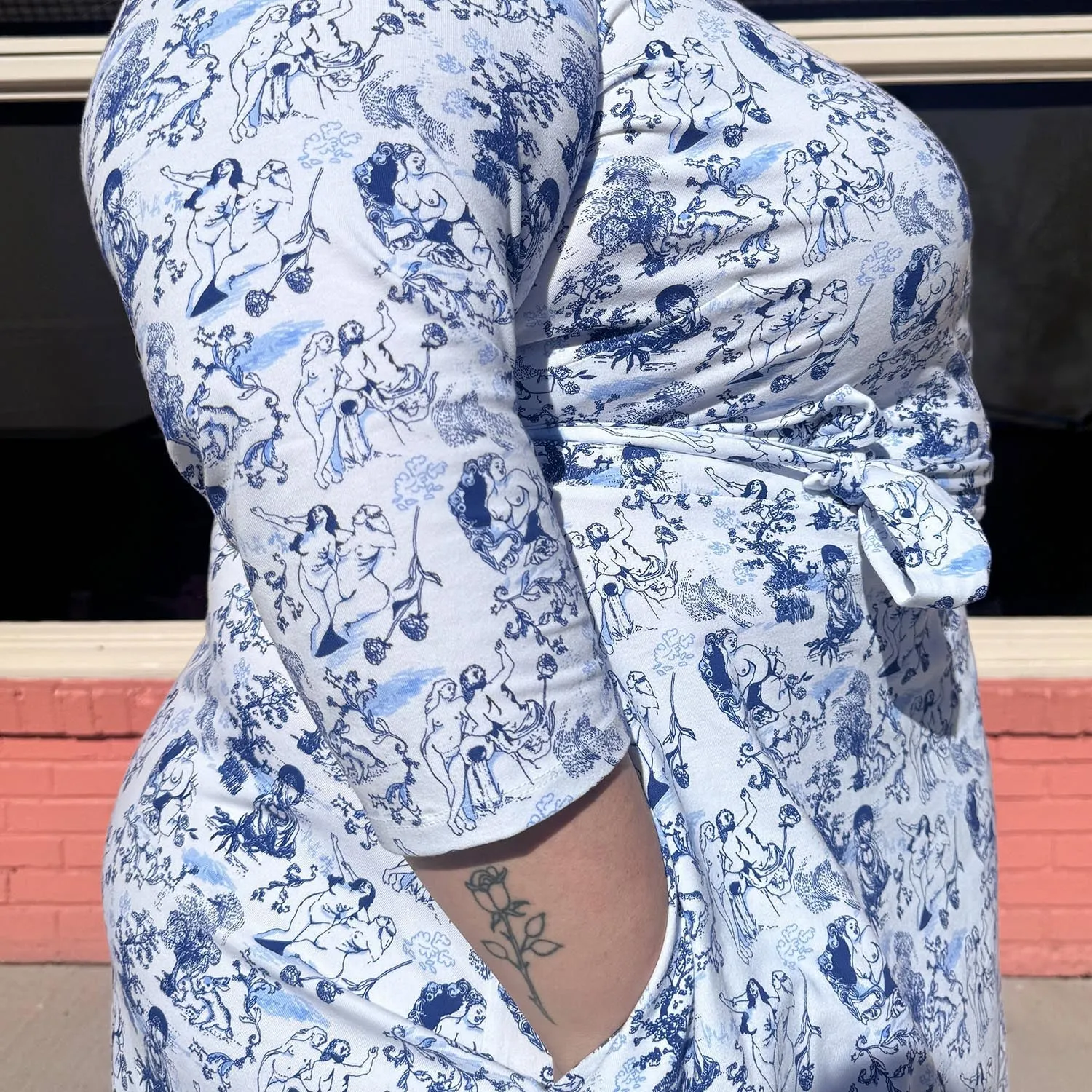 Mini Wrap Dress - Passion au Jardin - L'Amour Bleu