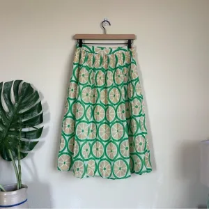 ModCloth Lime Print Midi Skirt