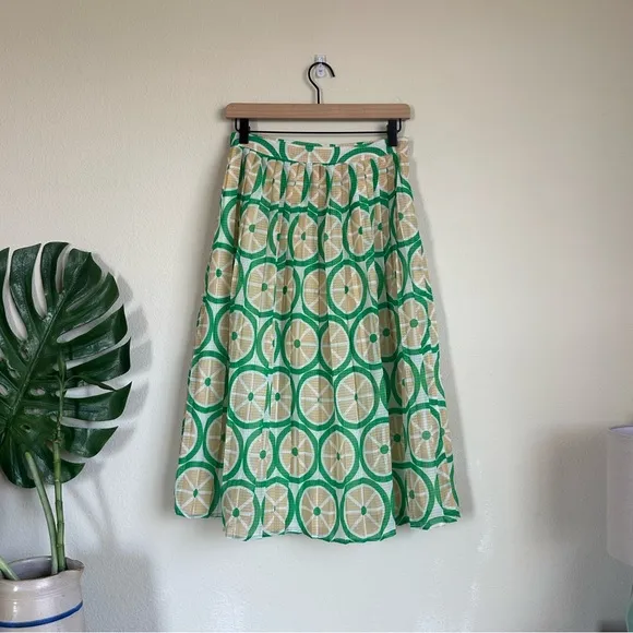 ModCloth Lime Print Midi Skirt