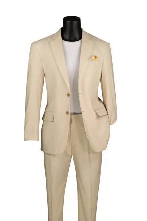Modern Fit 2 Piece with Stretch Lining Adjustable Waistband Suit Tan MLC-1