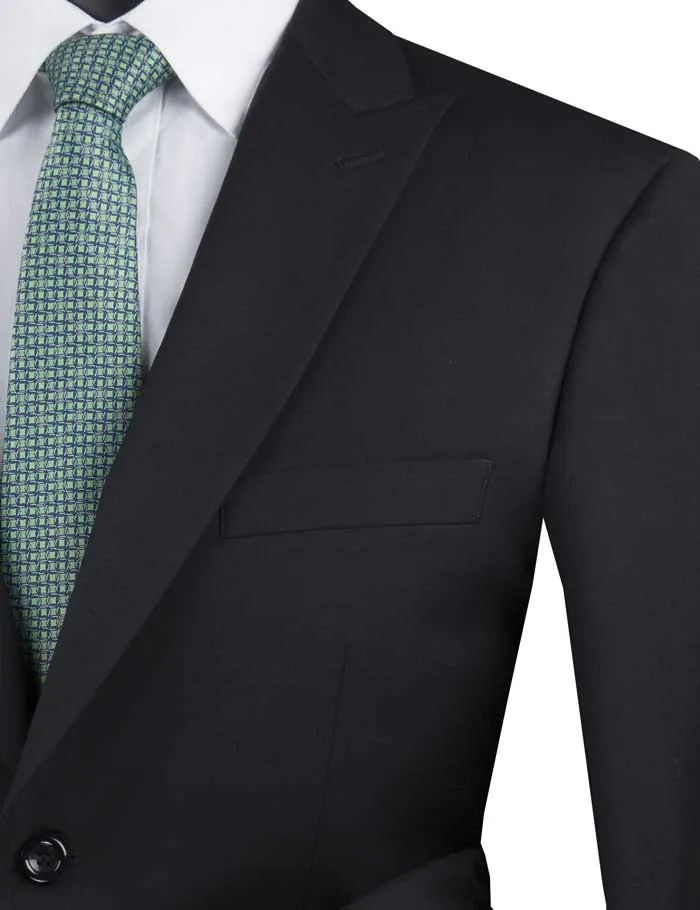 Modern Fit Suit with Peak Lapel (Black) M2TR