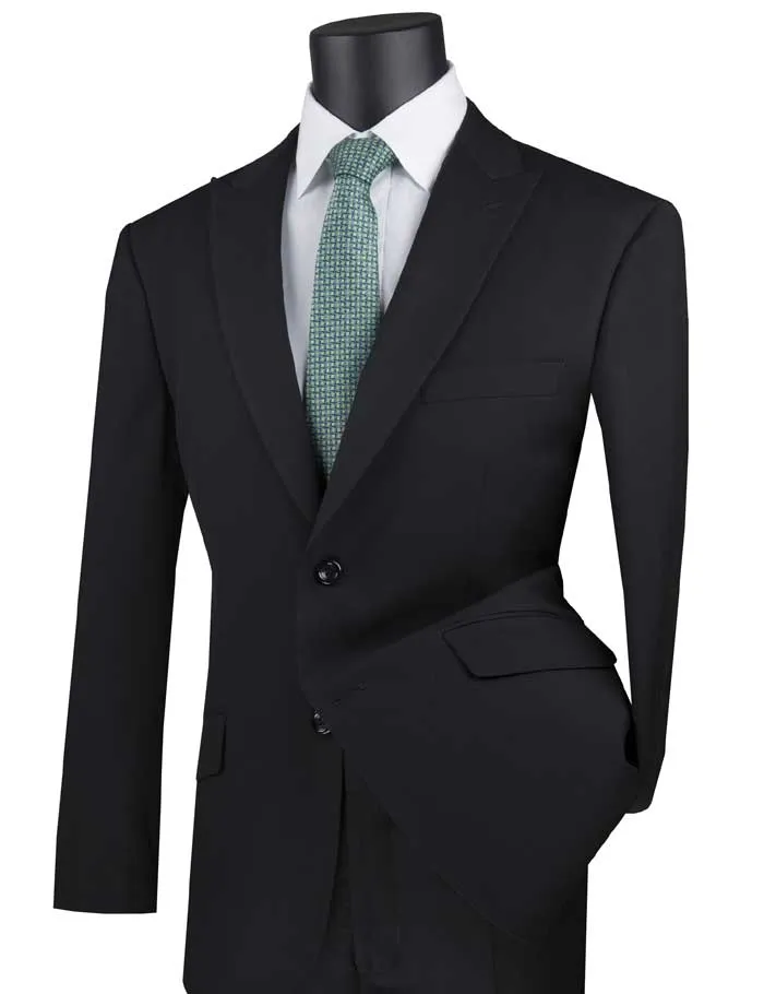 Modern Fit Suit with Peak Lapel (Black) M2TR