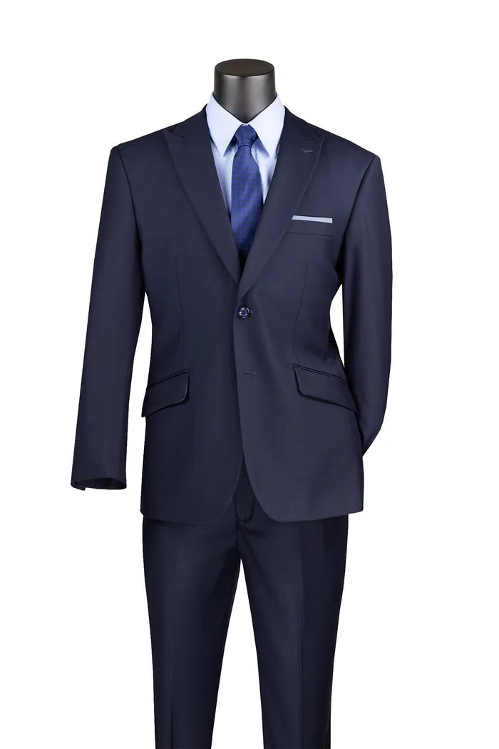 Modern Fit Suit with Peak Lapel Navy M2TR