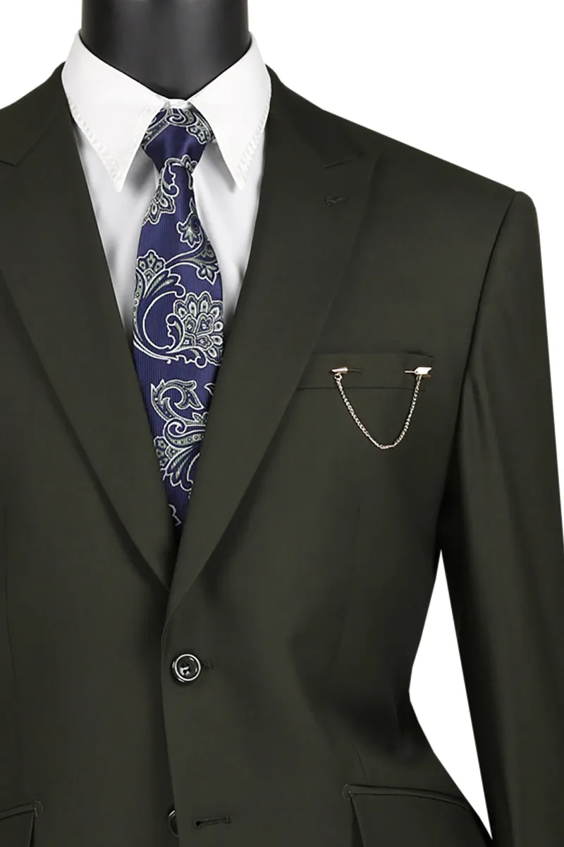 Modern Fit Suit with Peak Lapel (Olive) M2TR