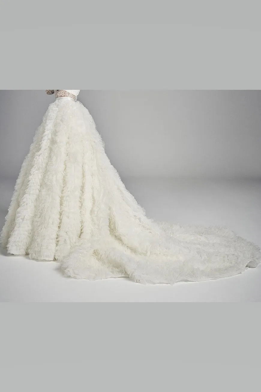 Multi-layered Ruffles Tulle Wedding Skirt Removable Train for Dress
