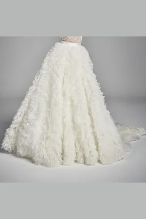 Multi-layered Ruffles Tulle Wedding Skirt Removable Train for Dress