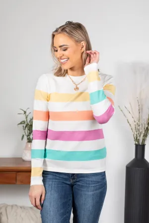 Multicolor Block Stripe Crewneck Knit Top