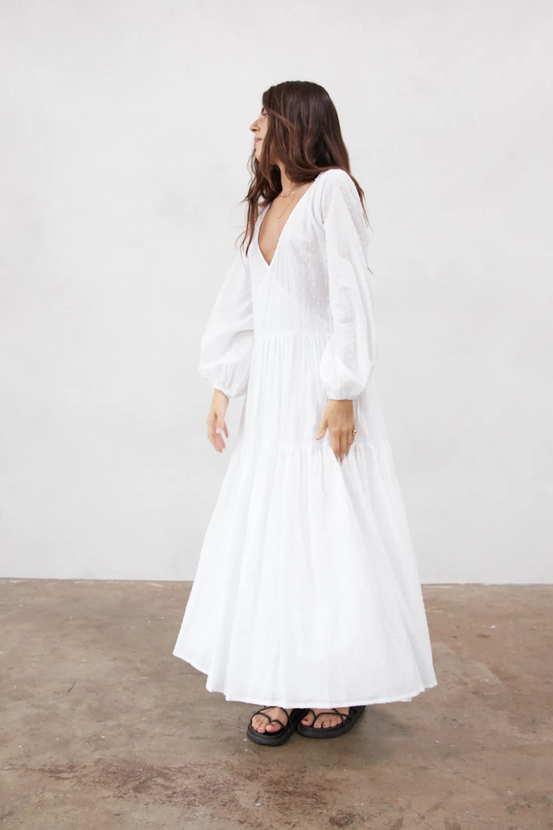 Natalie Wrap Dress White Polka Dot