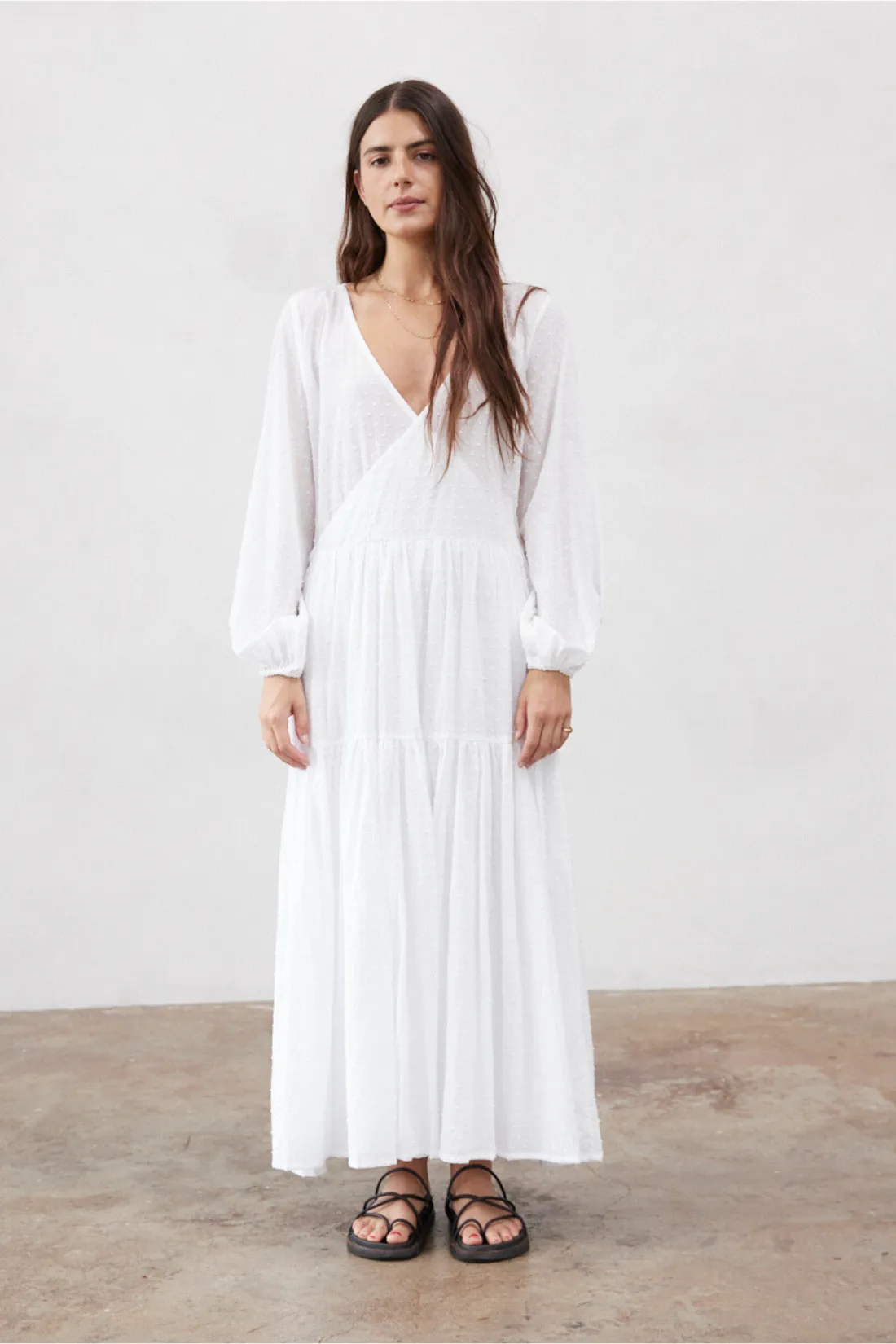Natalie Wrap Dress White Polka Dot