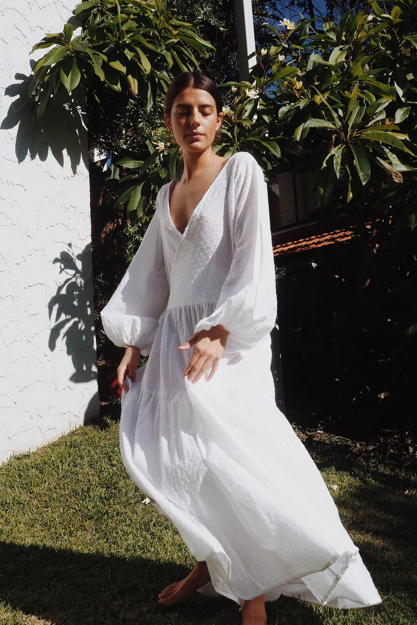 Natalie Wrap Dress White Polka Dot