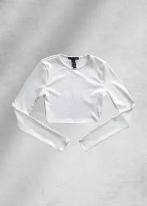 Nayomi Ribbed Crop Top - White