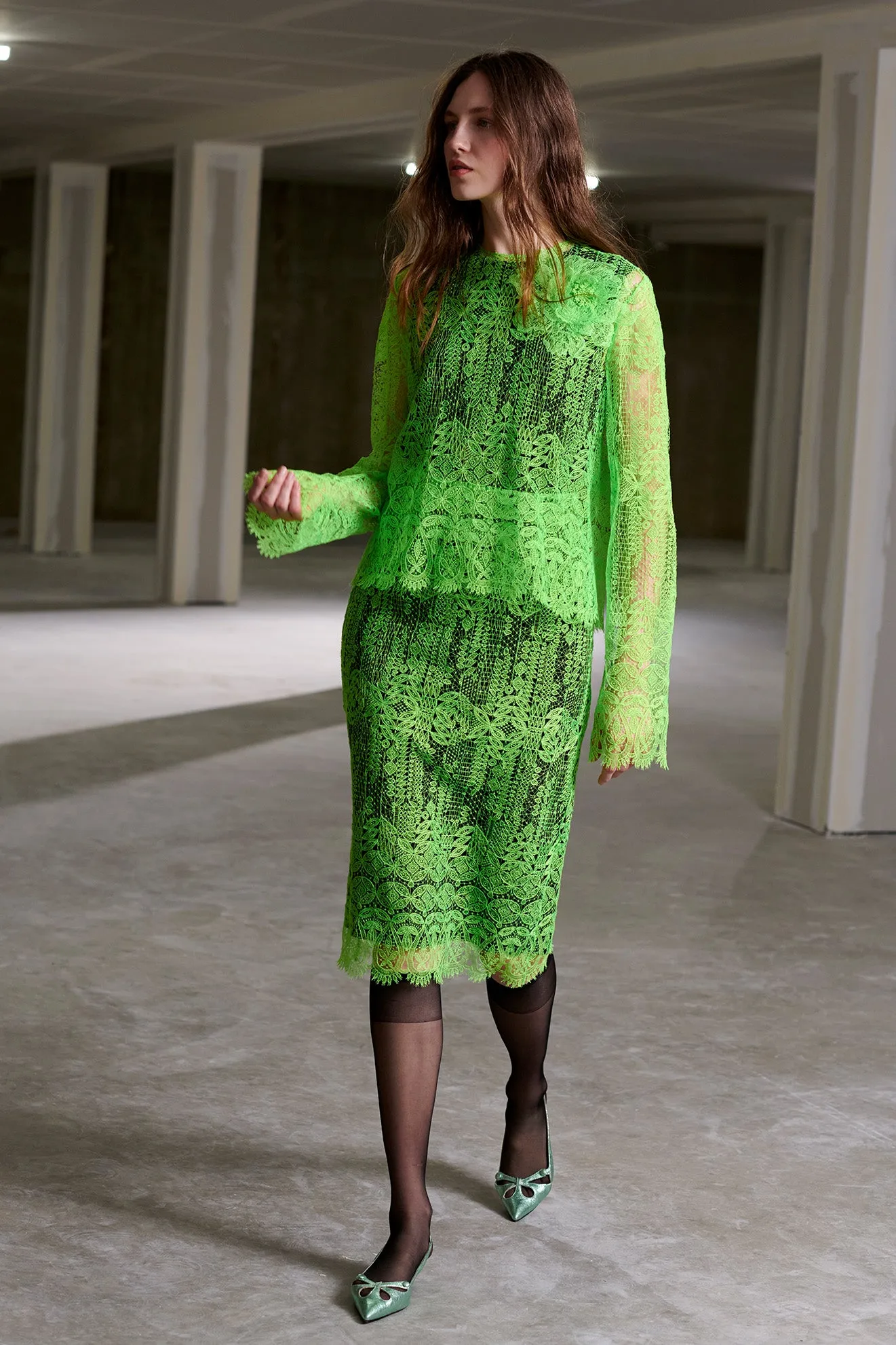 Neon Lace Crewneck