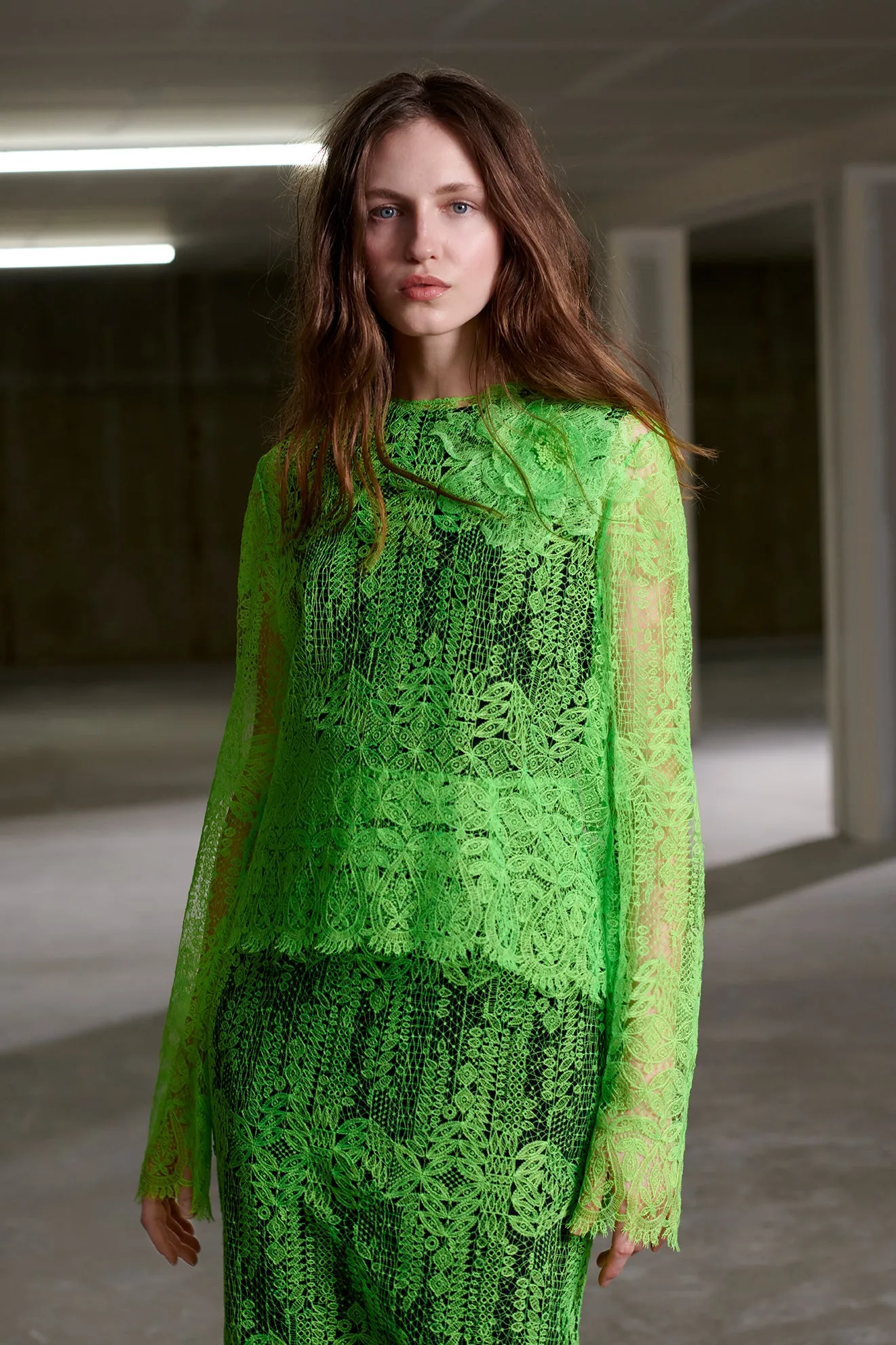 Neon Lace Crewneck