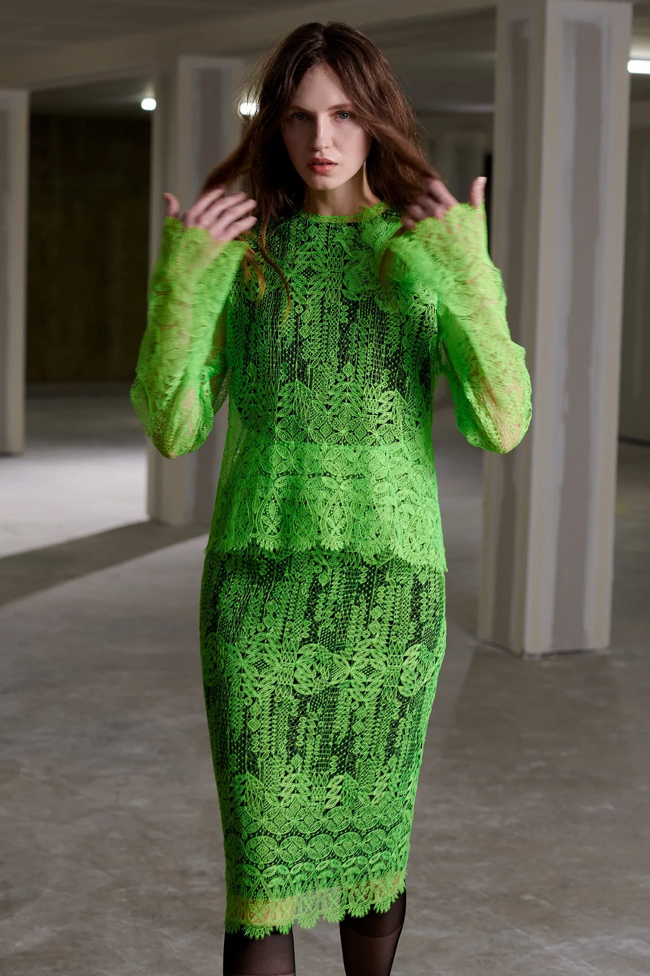 Neon Lace Crewneck