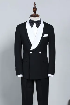 New Black And White Slim Fit Bespoke Wedding Suit For Grooms