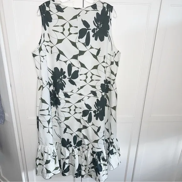 New! Bryn Walker Dress Angelita Floral Cotton Sleeveless Waistless Ruffle XL