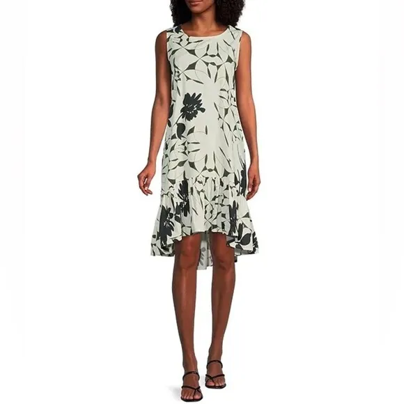 New! Bryn Walker Dress Angelita Floral Cotton Sleeveless Waistless Ruffle XL