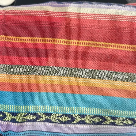 New Identity Vibrant Red and Orange Striped Blazer Aztec western