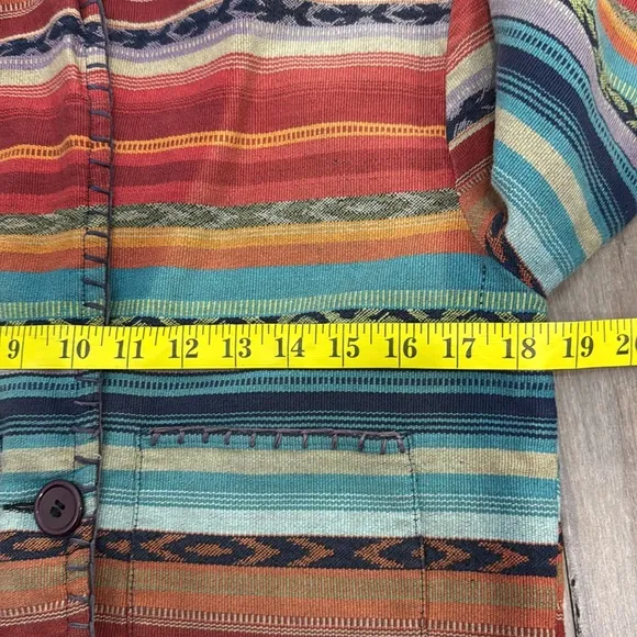 New Identity Vibrant Red and Orange Striped Blazer Aztec western