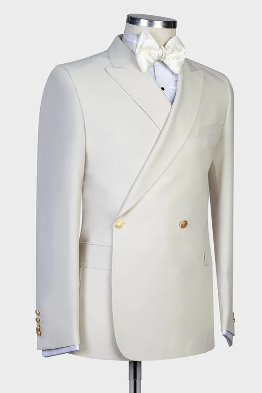 New in White Peaked Lapel Slim Fit Men Suits for Wedding