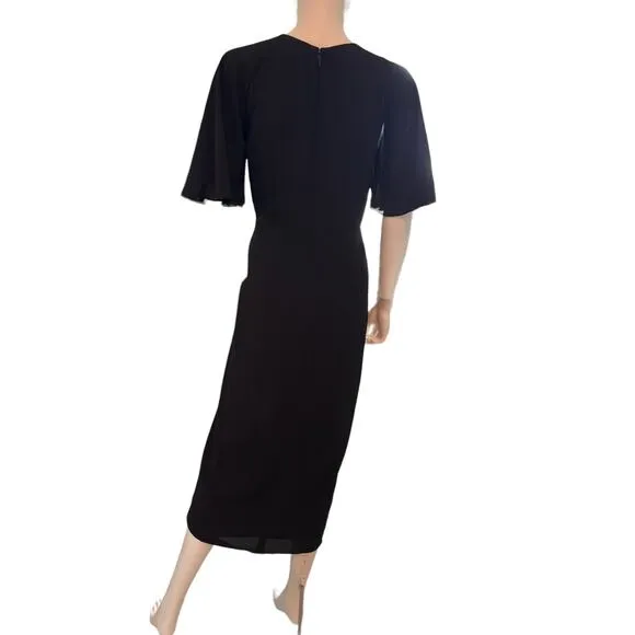 New  ~ MAGGY LONDON ~ Payton Wrap Side Drape Midi Dress Size 4 Ret  $128