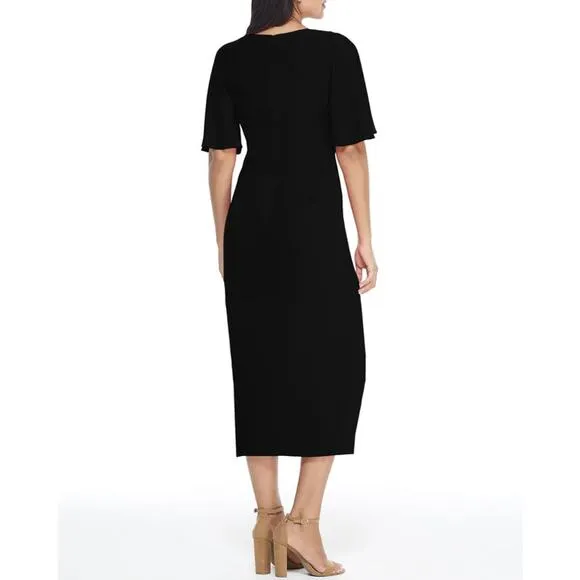 New  ~ MAGGY LONDON ~ Payton Wrap Side Drape Midi Dress Size 4 Ret  $128