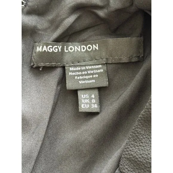 New  ~ MAGGY LONDON ~ Payton Wrap Side Drape Midi Dress Size 4 Ret  $128
