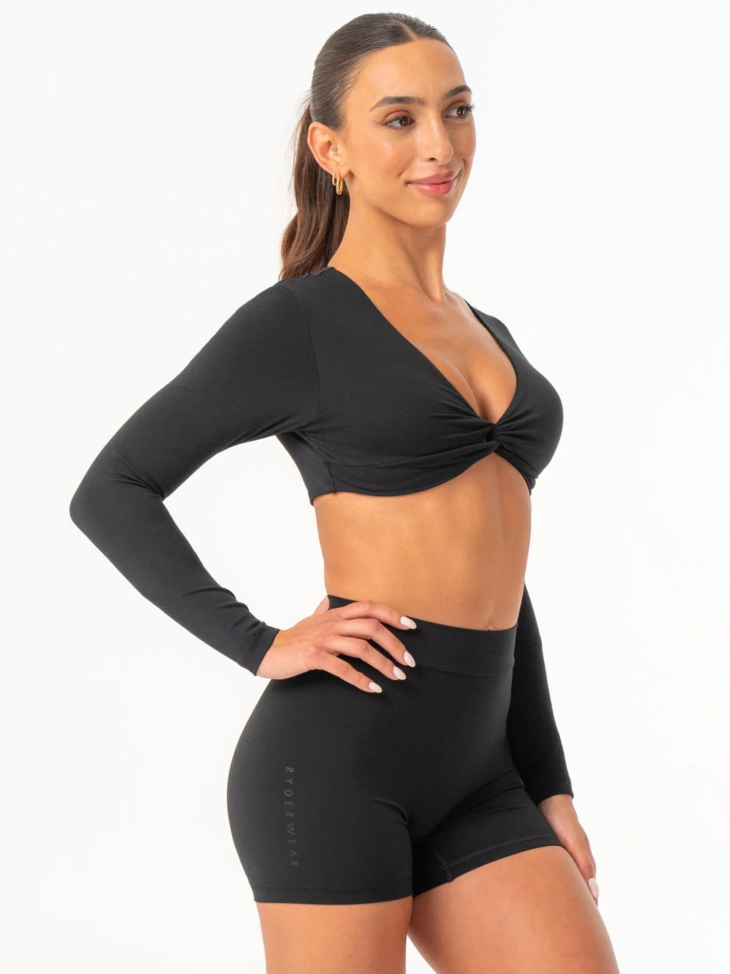 NKD Knot Long Sleeve Top - Black