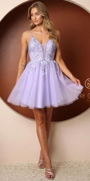 Nox Anabel T741 Embroider Bodice A-Line Short Dress