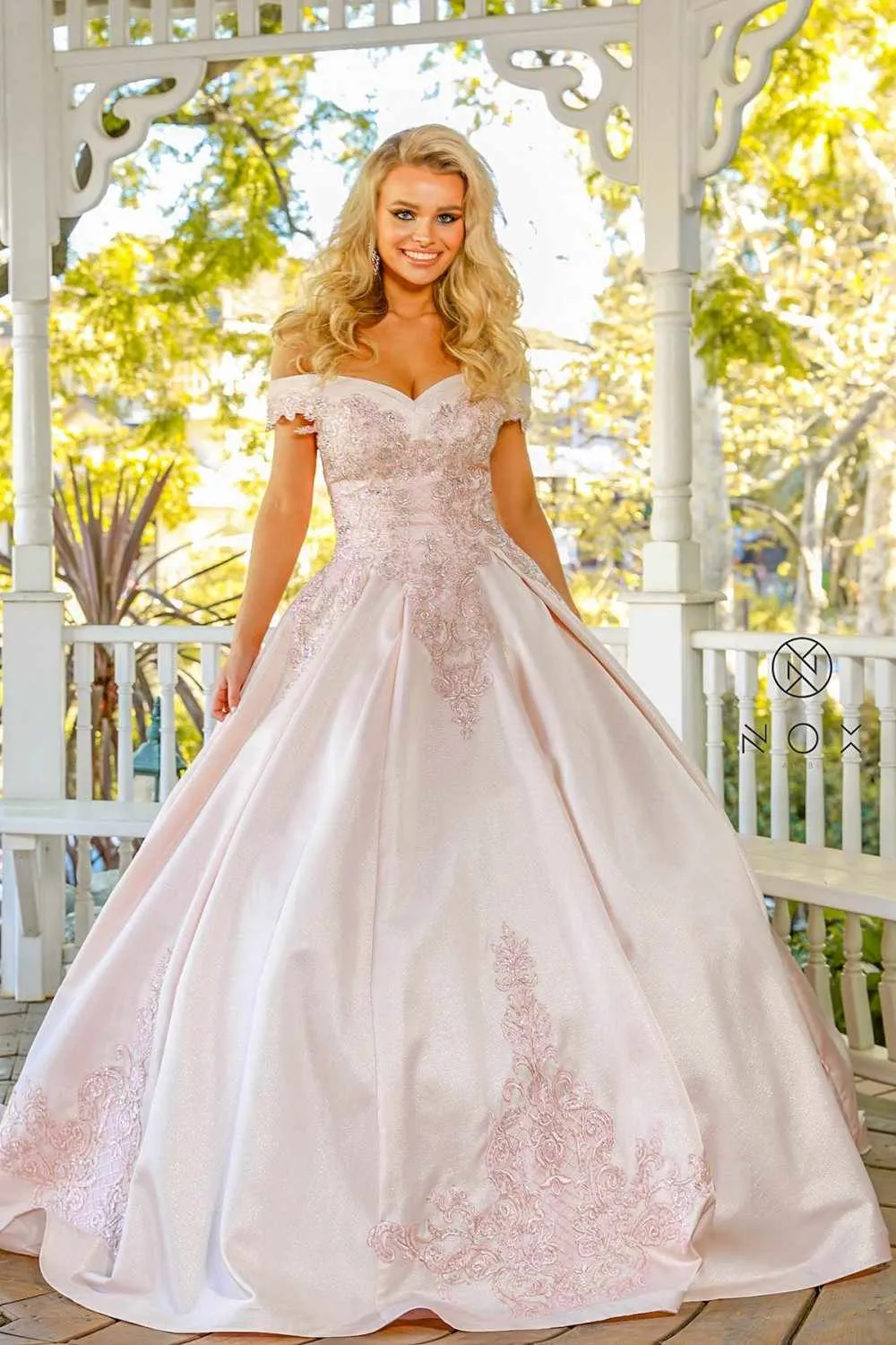 Nox Anabel U802 Off The Shoulder Embroidered Quinceanera Ball Gown