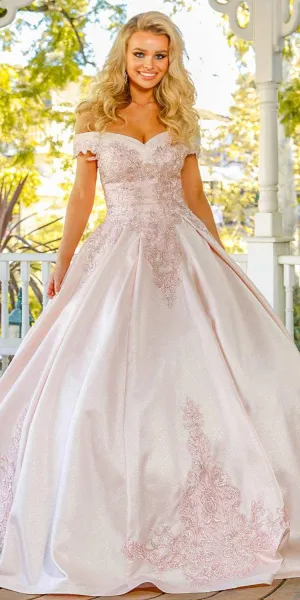 Nox Anabel U802 Off The Shoulder Embroidered Quinceanera Ball Gown