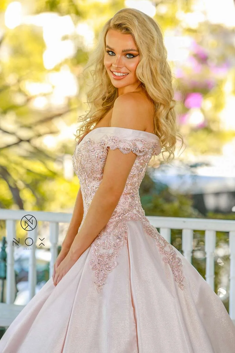 Nox Anabel U802 Off The Shoulder Embroidered Quinceanera Ball Gown