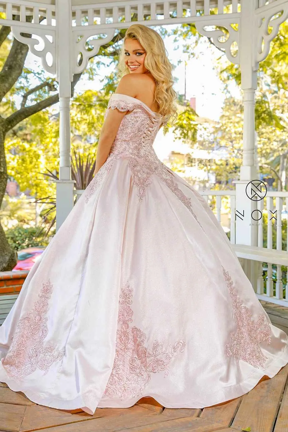 Nox Anabel U802 Off The Shoulder Embroidered Quinceanera Ball Gown