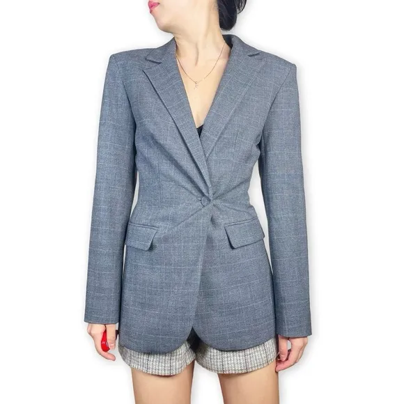 NWOT &amp; Other Stories Cinch Waist Microplaid Blazer Size US 2