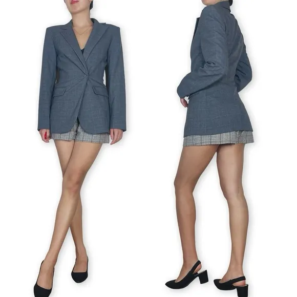 NWOT &amp; Other Stories Cinch Waist Microplaid Blazer Size US 2