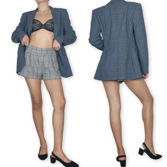 NWOT &amp; Other Stories Cinch Waist Microplaid Blazer Size US 2