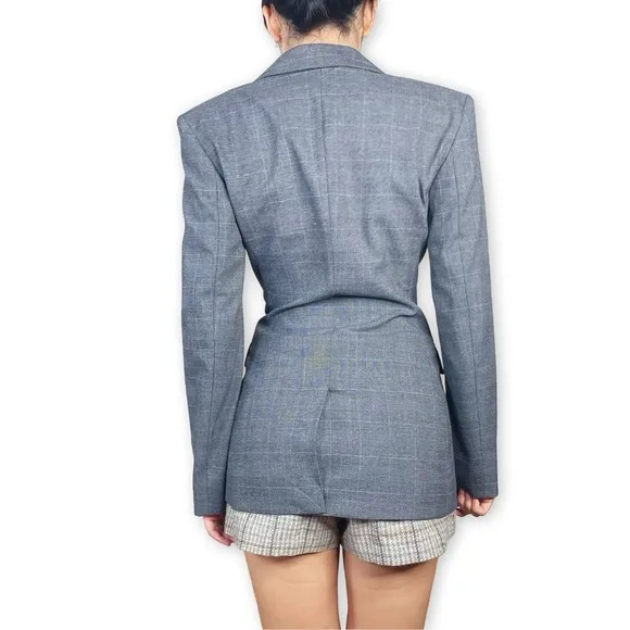 NWOT &amp; Other Stories Cinch Waist Microplaid Blazer Size US 2